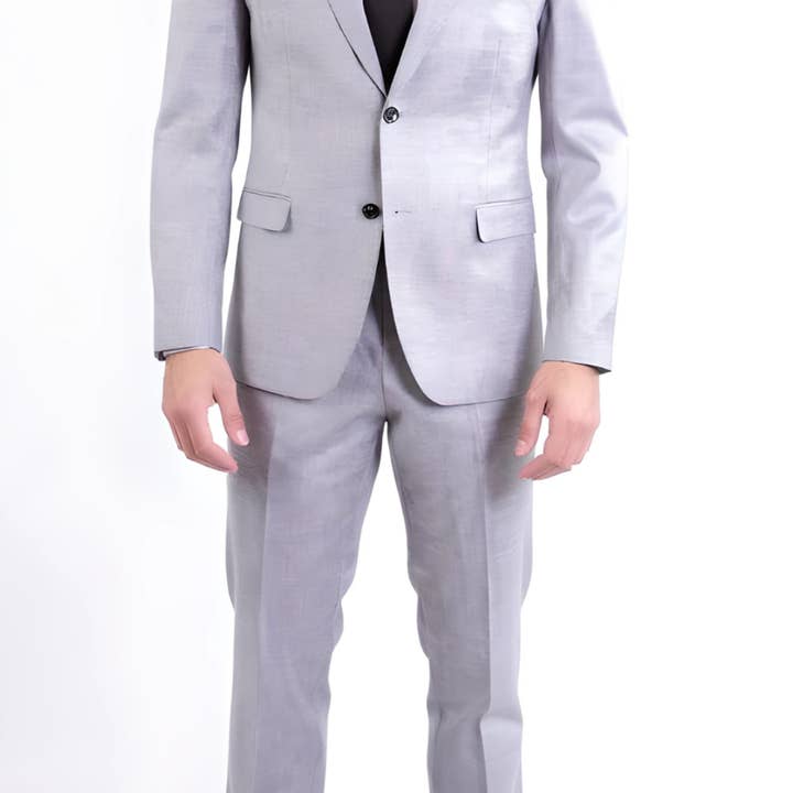 Traje gris de hombre Ferrecci Nelson de 2 botones, corte entallado, solapa de muesca para venta al por mayor de Ferrecci
