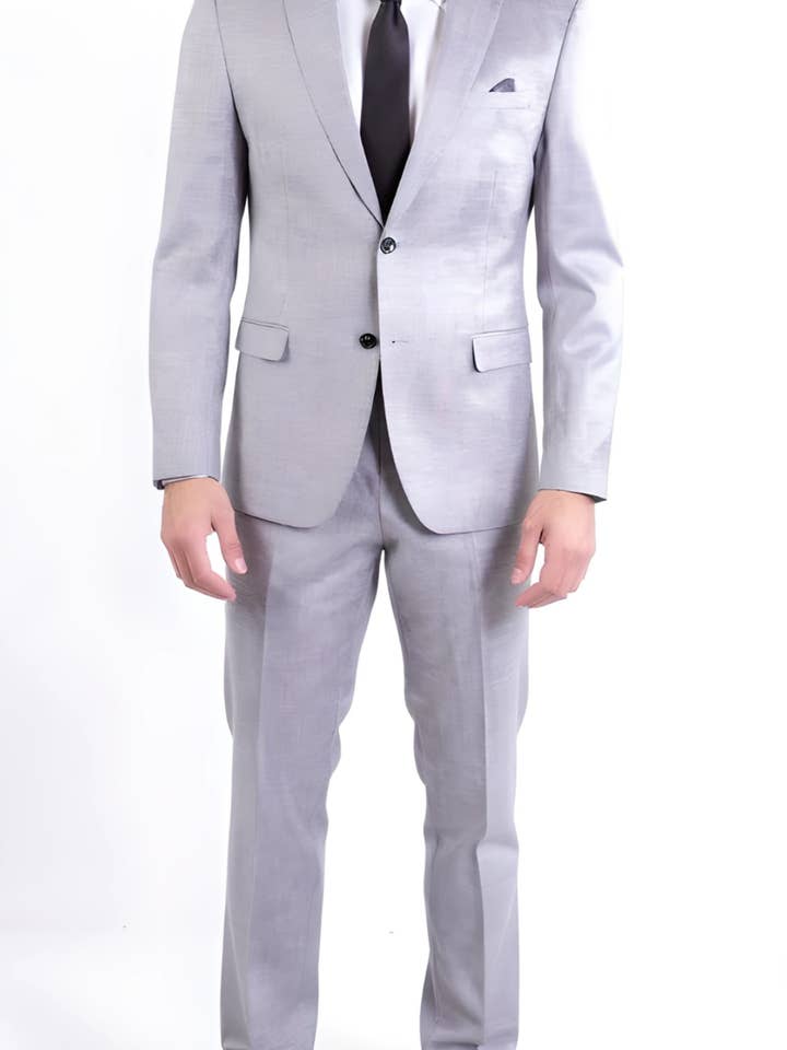 Traje gris de hombre Ferrecci Nelson de 2 botones, corte entallado, solapa de muesca para venta al por mayor de Ferrecci