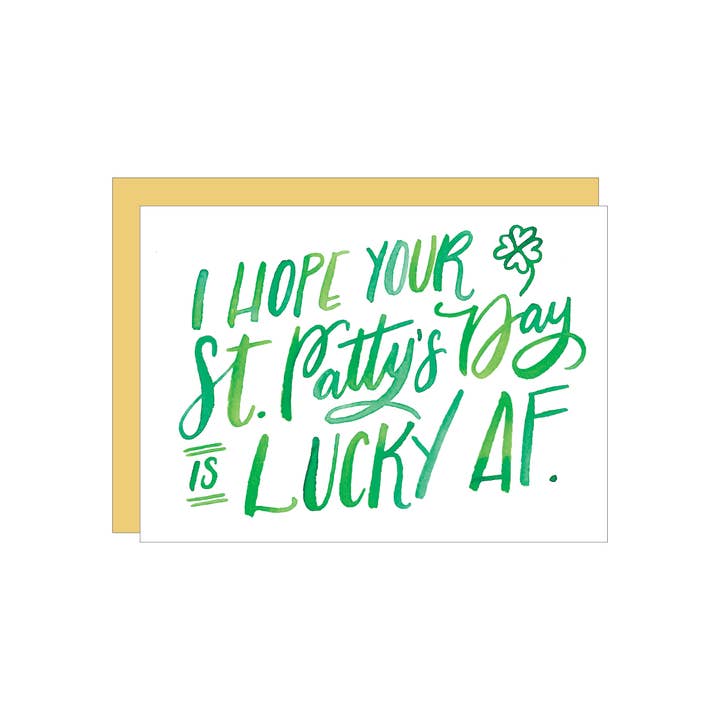 Lucky AF gratulationskort för wholesale av Katie Elizabeth Lettering