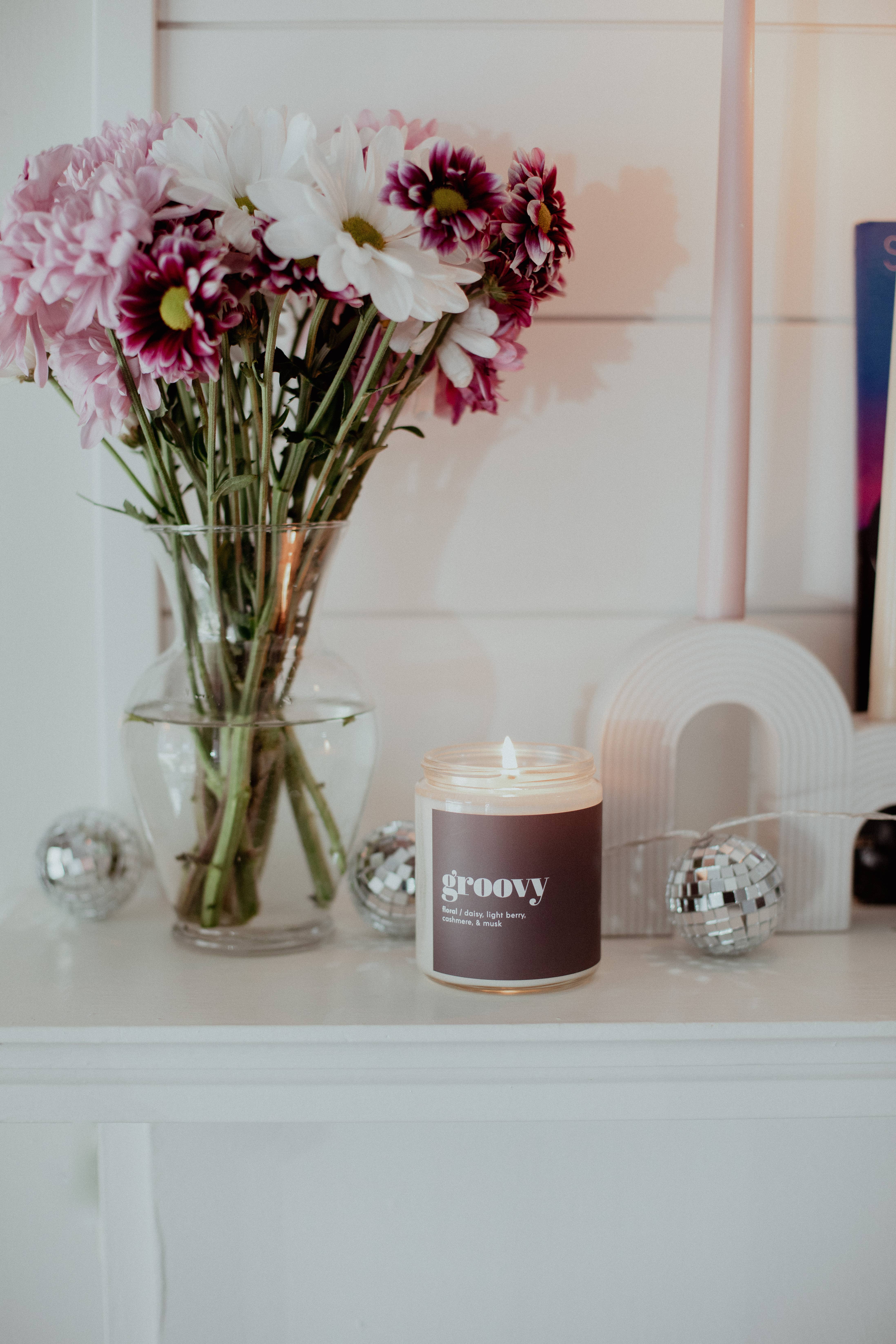 Vella & Co. by Vellabox - Wholesale Jar/Filled Candle - Groovy | 8oz Soy Candle Clear Jar3