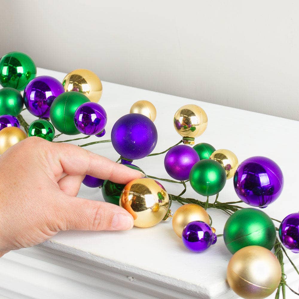 Factory Direct Craft - Vendita all'ingrosso Decorazione - Ghirlanda di palline rotonde di Mardi Gras da 58"2