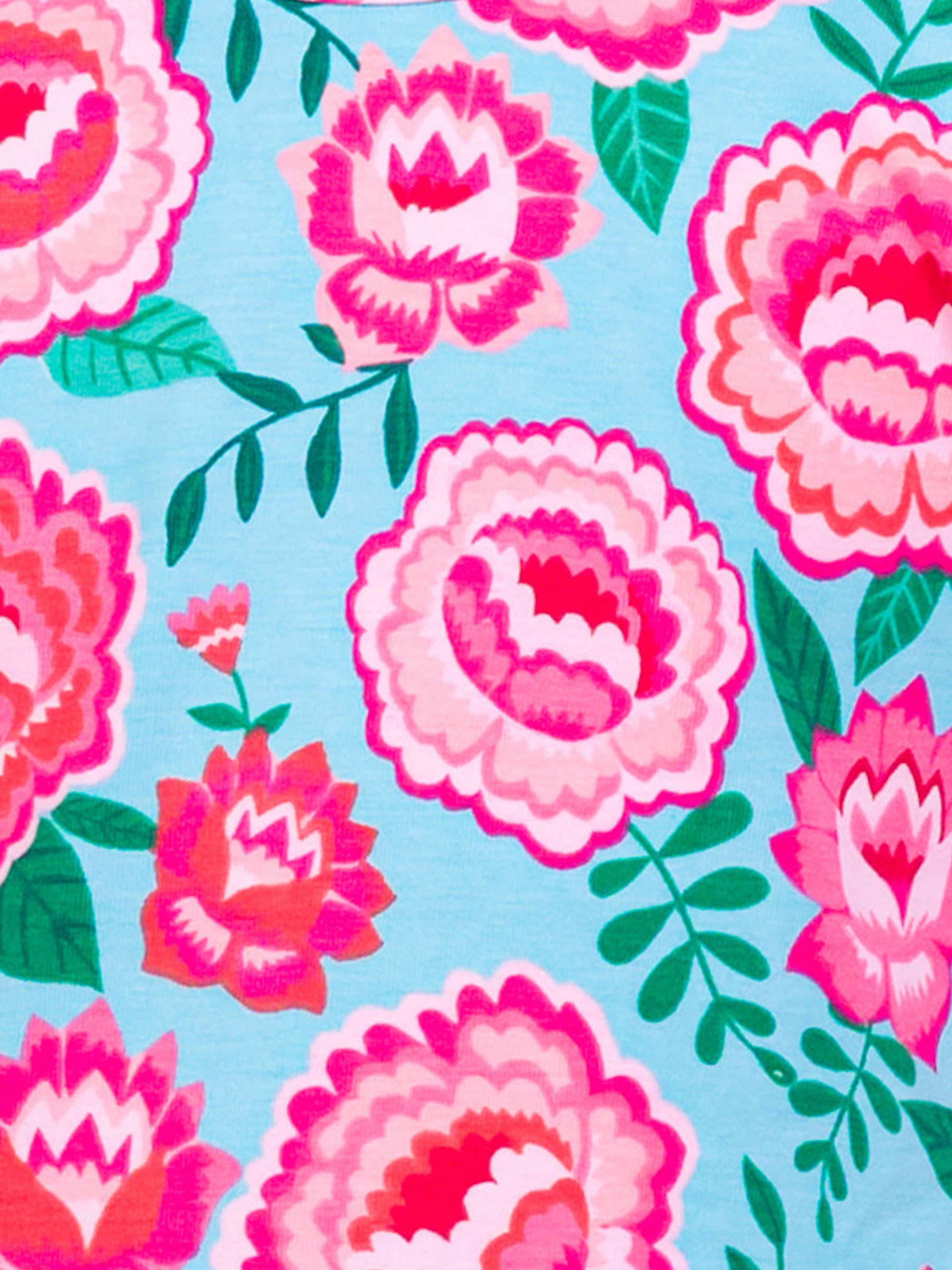 Azul Leggings Clássicas com Folhos Traseiros Assinatura para Meninas Pequenas com Flores Brilhantes para venda a revendedores na Faire7