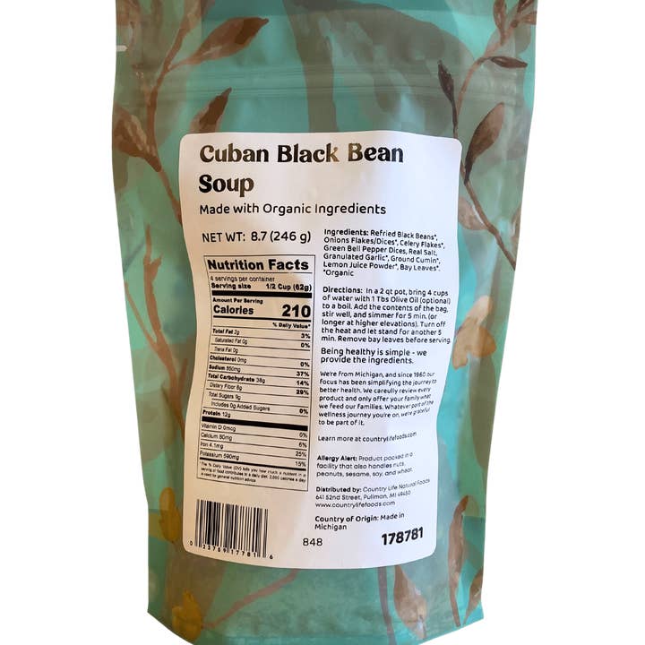 Country Life Natural Foods - Wholesale Soup - Soup, Black Bean, Cuban1