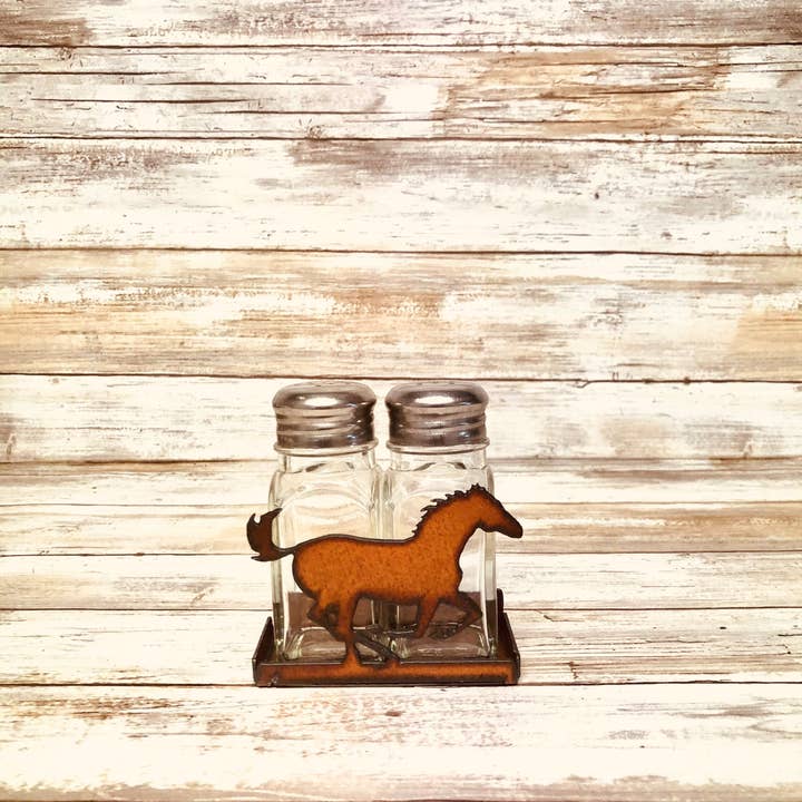 Universal Ironworks USA - Wholesale Salt & Pepper Shaker Set - Horse Salt N Pepper Shaker Western Holder