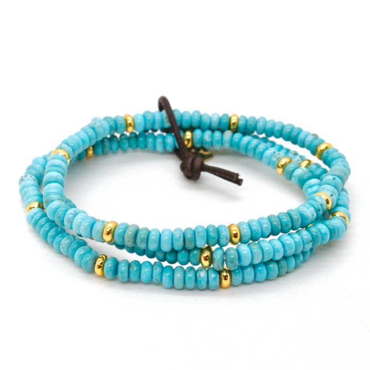 Turquoise + Gold Bracelet Bundle for wholesale by LIZOU