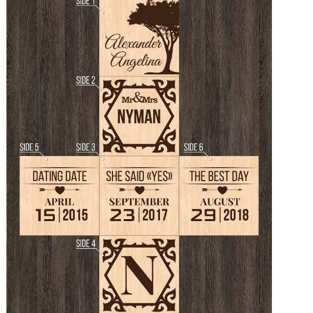 Gradzo - Wholesale Decorative tabletop object - Custom Wooden Name Blocks/Cubes - Engraved Wedding Decor5