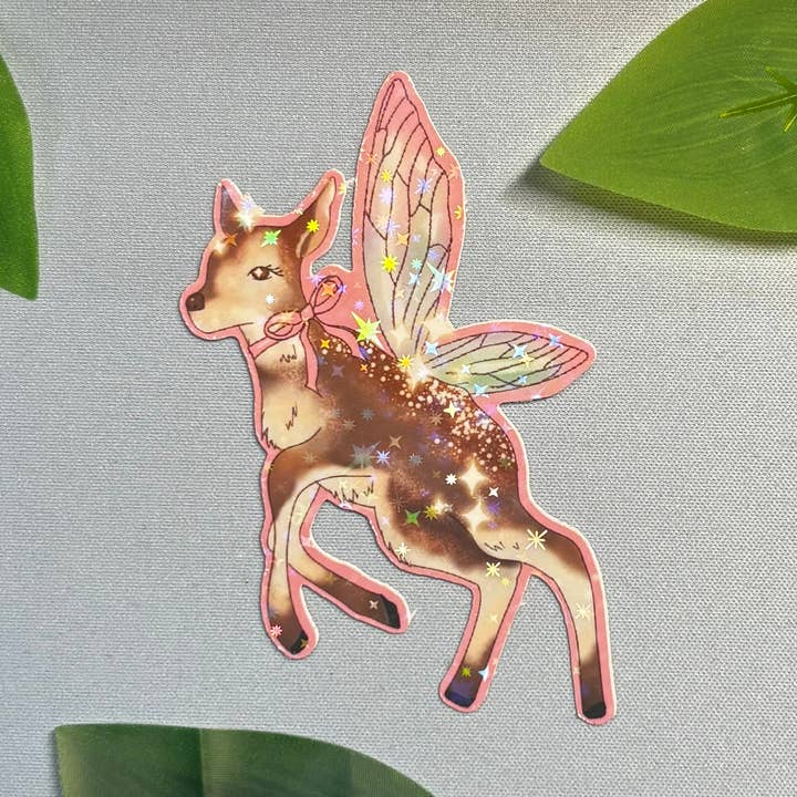 Fairy Deer Vinyl Sticker for wholesale by MysticalToastArt