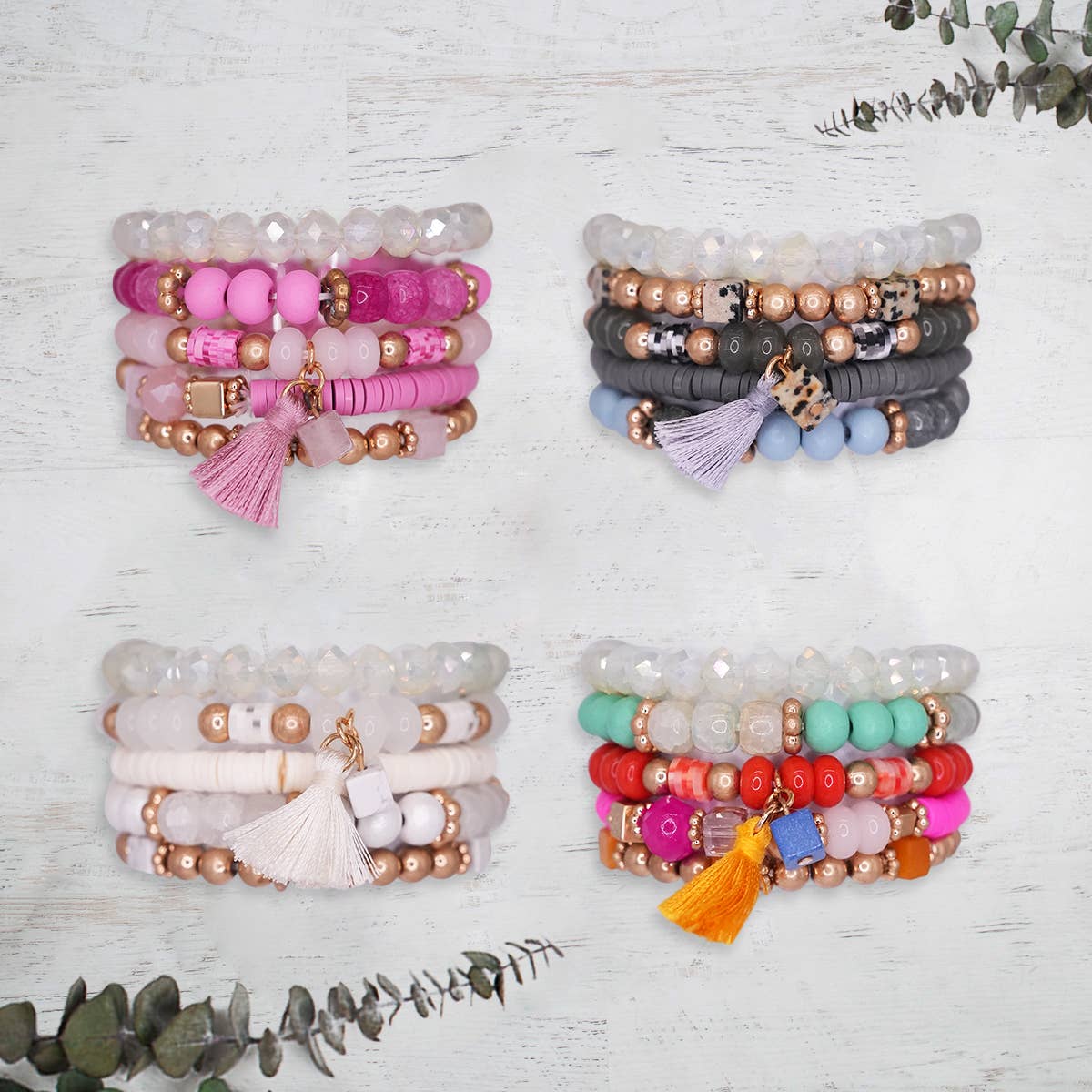 Loven x Mini Momo - Wholesale Beaded Bracelet - Beaded Bracelet Set Stack Stretch Multi Layered Boho Bangles1