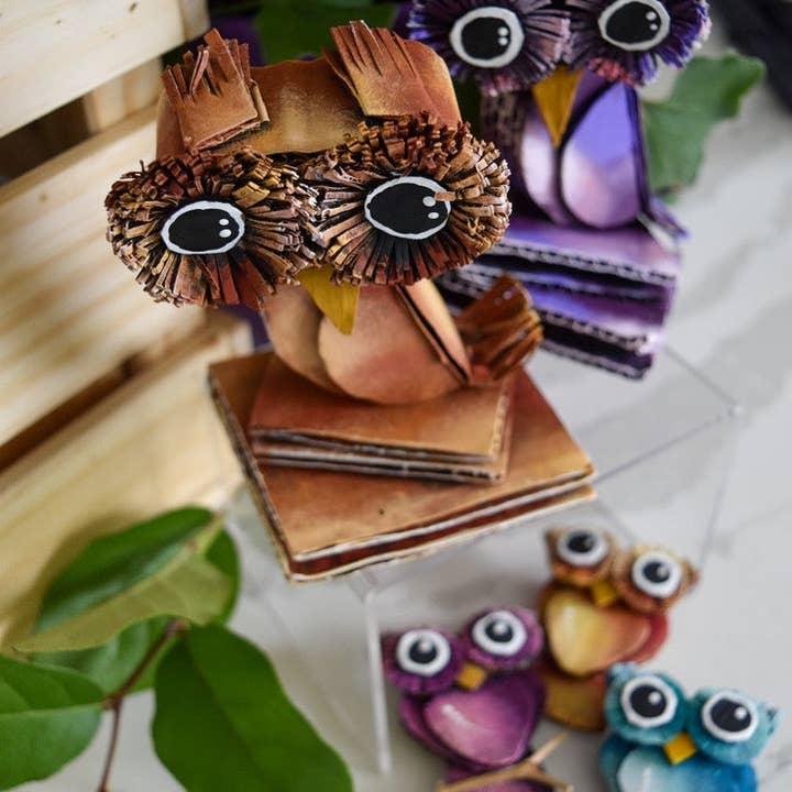 Scultura gufo (mamma e gufi inclusi) per la vendita all'ingrosso da parte di Ciclomanias