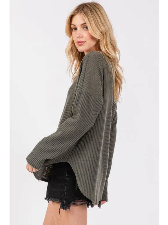 Final Touch - Wholesale Knit Top - Women's - Brushed Waffle Long Sleeve Top - NT313094