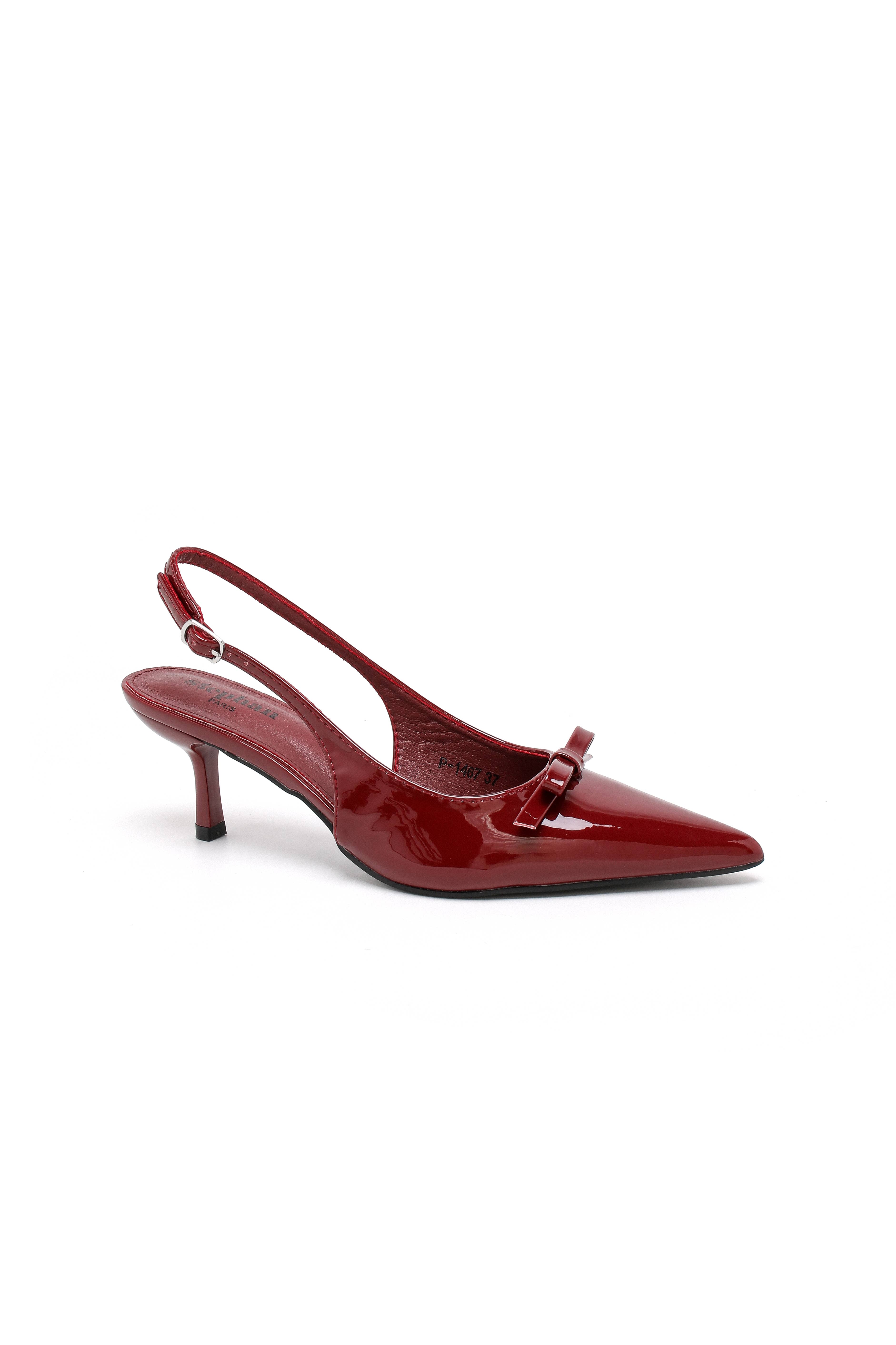 Black Patent leather slingback pump with low heel P-1467 for wholesale on Faire3