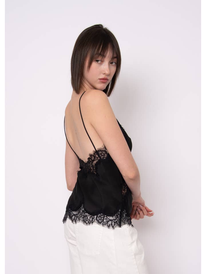 RD Style - Wholesale Camisole - Women's - REILA ASYMMETRIC CAMI W/ LACE TRIM- 57W451S1