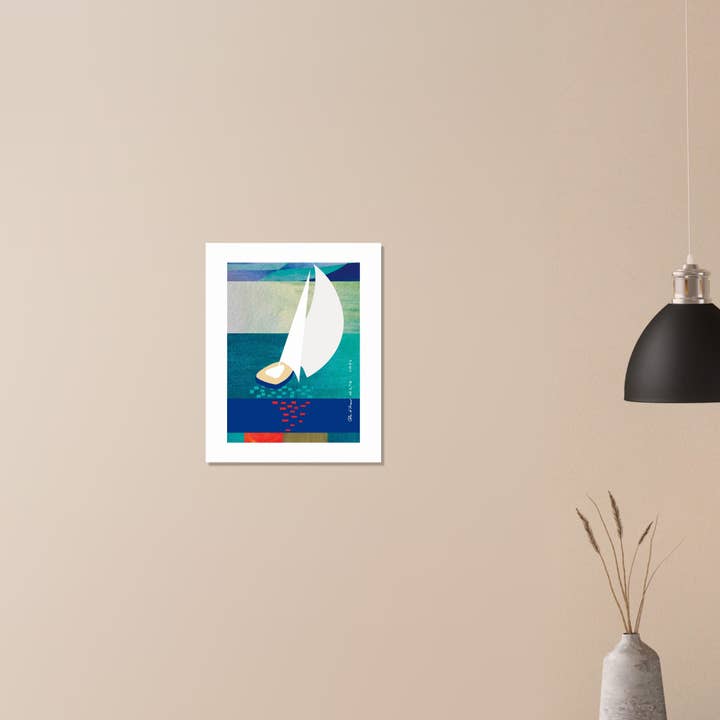 Creations Awol - Wholesale Poster - White Sailboat At Sunset On The Sea With Graphic Reflection: French Rivera Classic Matte Paper Poster9