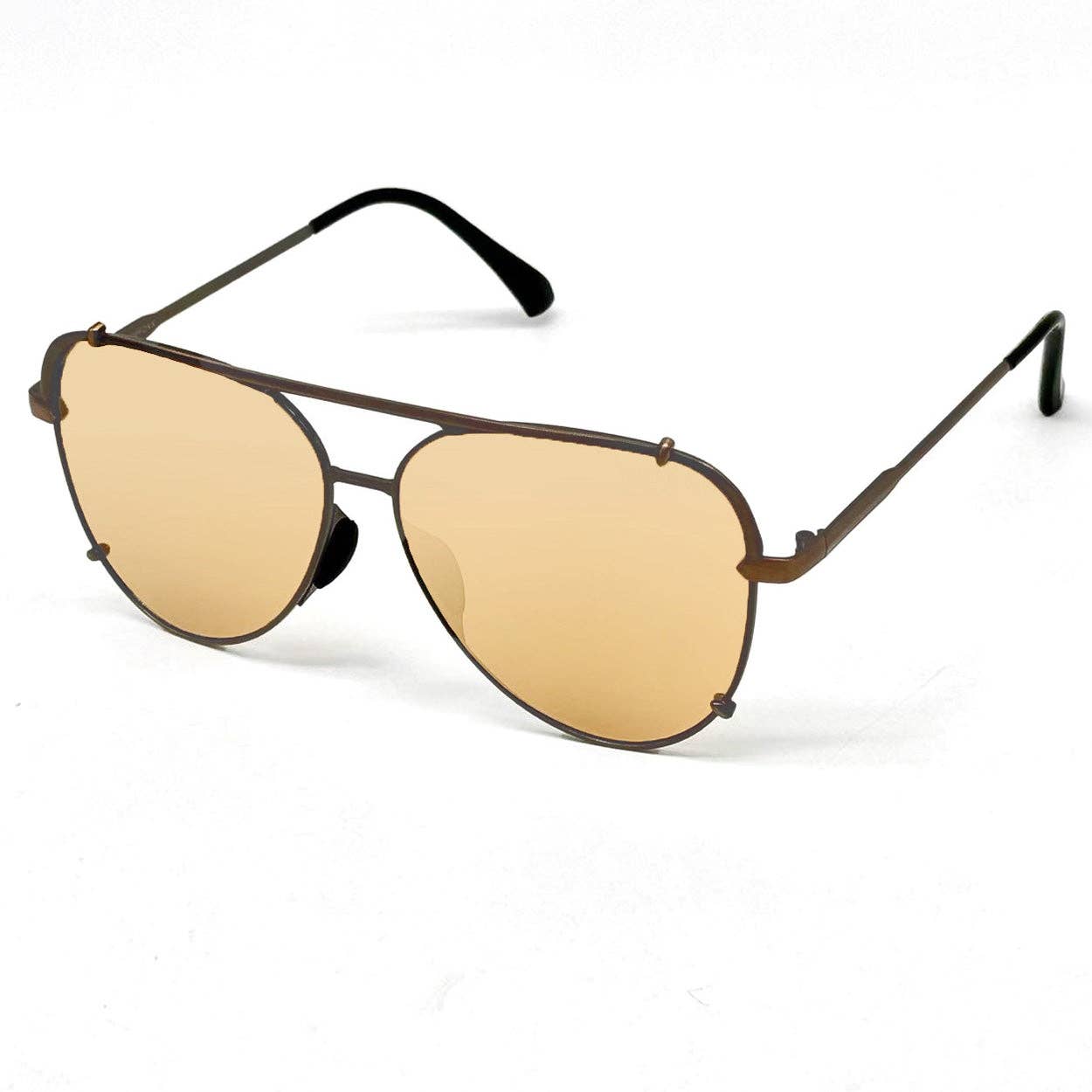 Gold Gold Cristina - Tangle Free - Mirrored Brown Aviator Sunglasses for wholesale on Faire2