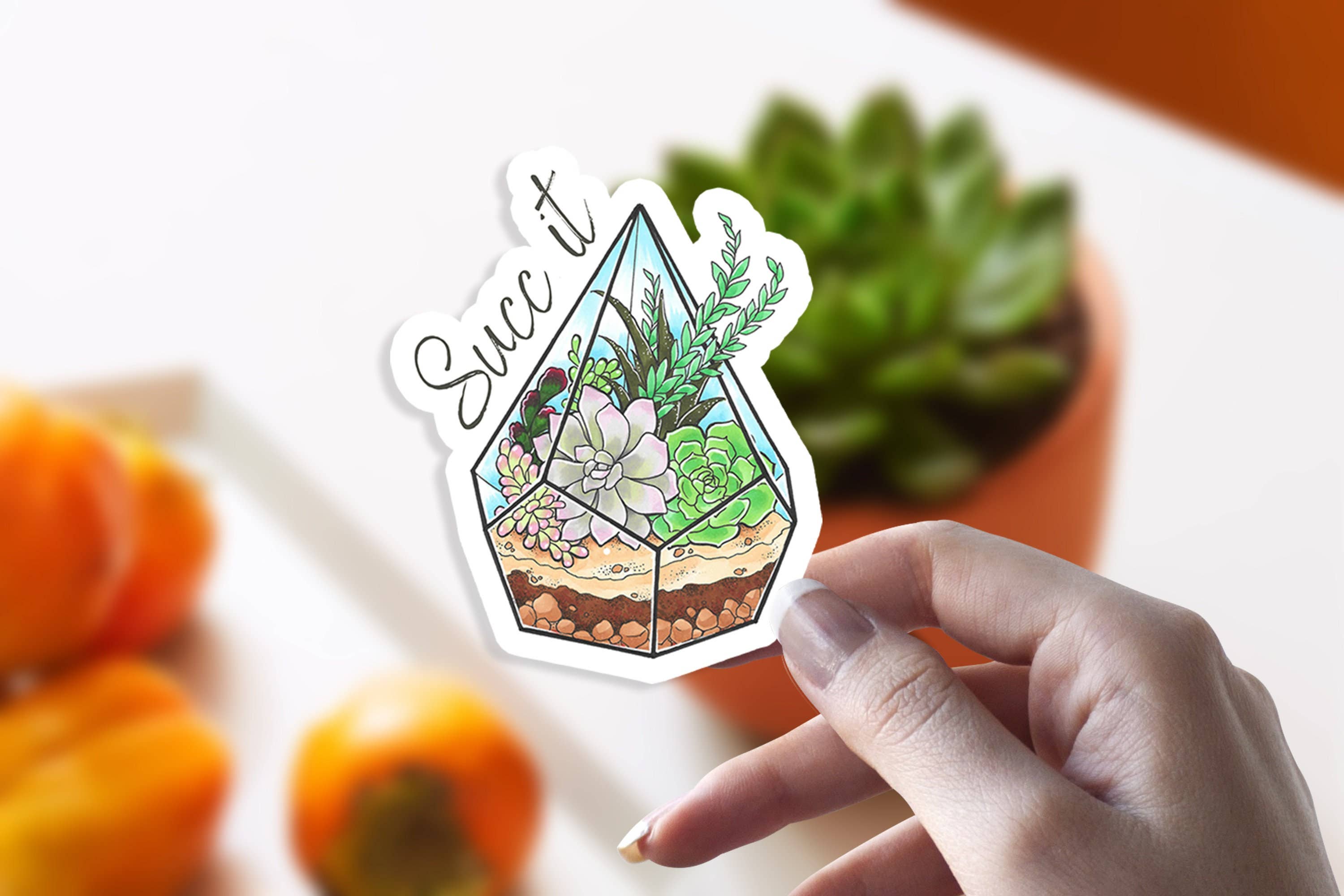 Sticker Bull - Venta al por mayor Pegatina - Calcomanía adhesiva de vinilo impermeable Succ It Sassy Succulent, Cute Suculent, Plant, para portátil, teléfono, coche. Hydroflask2