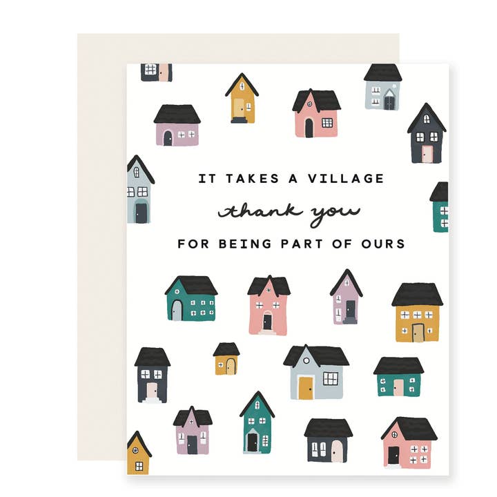 Thank You Village | Baby Thank You Card | It Takes A Village Card for wholesale by Slightly Stationery