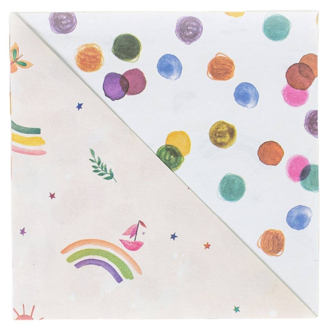 Wrappily Eco Gift Wrap Co. - Wholesale Flat Wrap - Rainbow Sails/ Dots • Double-Sided Eco Wrap for Kids & Baby2