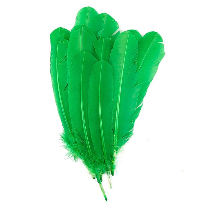 Turkey Quills by Pound - Right Wing - Kelly for wholesale by Zucker Feather Products