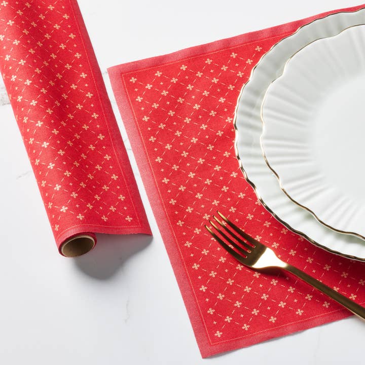MY DRAP Cotton Placemats 6 Per Roll, Red Lux Xmas for wholesale by MY DRAP