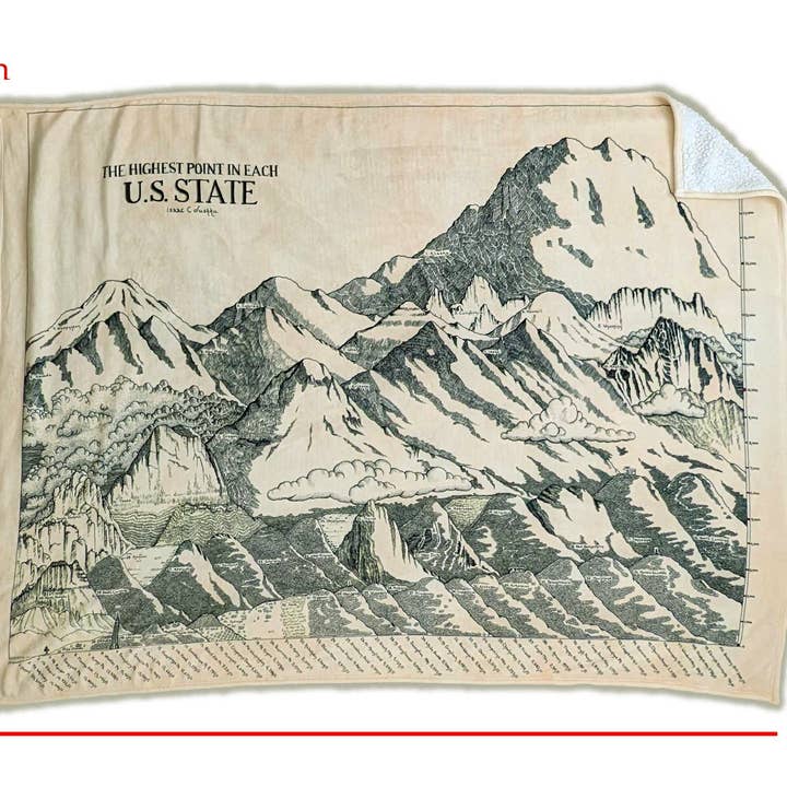 Lord of Maps - Wholesale Throw Blanket - Highest Mountain Map Sherpa Blanket