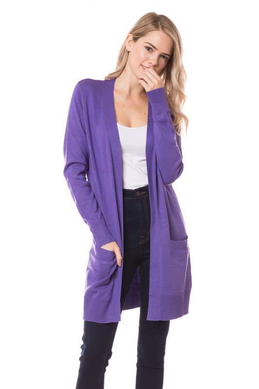 Newself Collection - Vente Cardigan – femme - Cardigan long léger ouvert sur le devant avec poches9