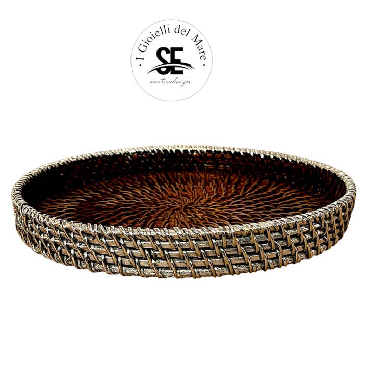Round rattan tray for wholesale by I Gioielli del Mare di Salvatore Esposito
