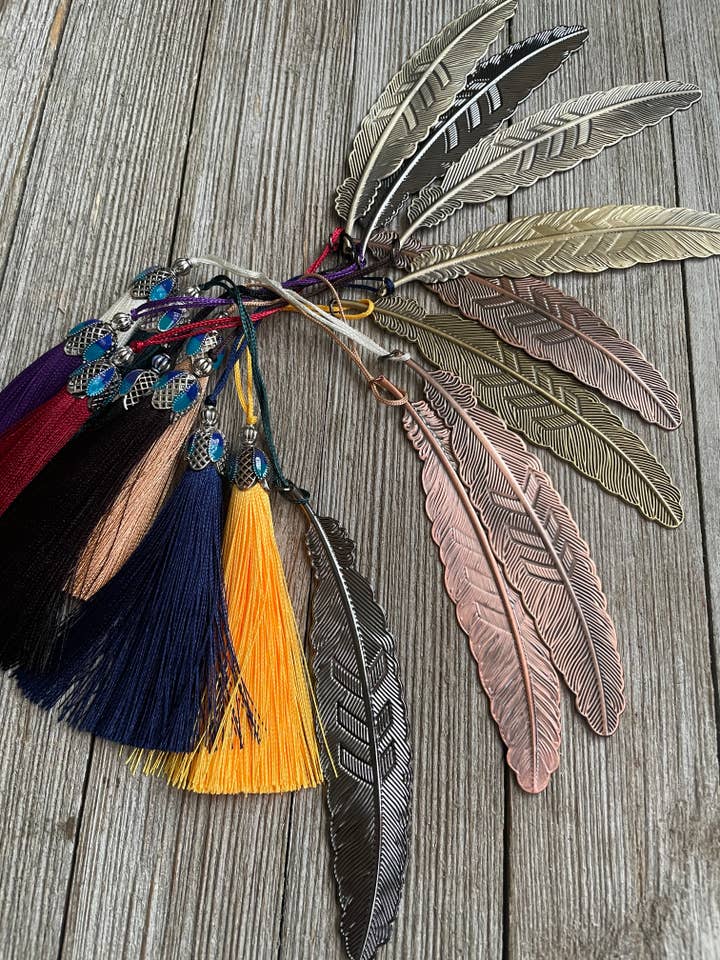 Feather & Tassel Bookmark-Bookshop/Museum/Gift for wholesale by Savannah Hoffman Designs Artisan Jewelry