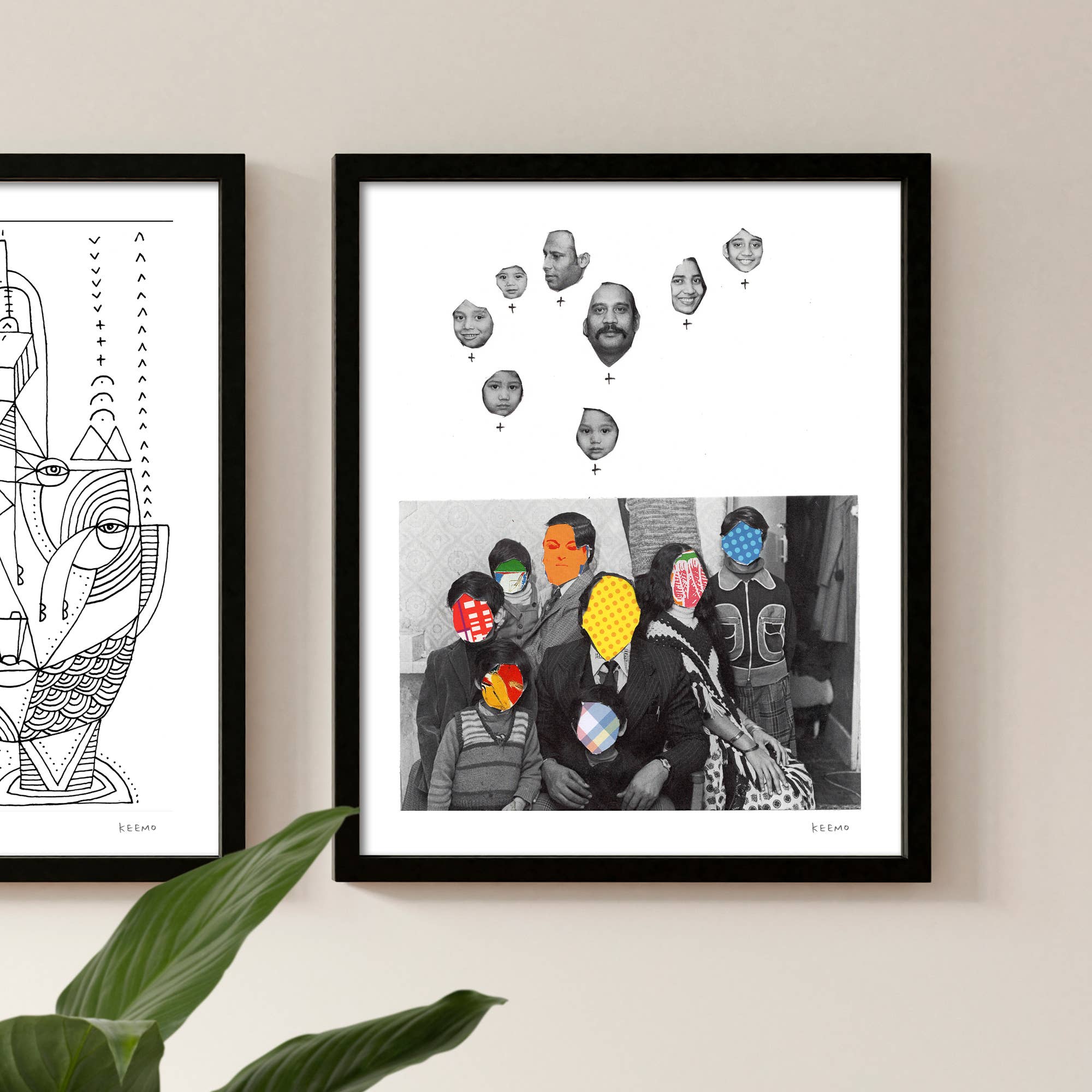 Keemo Gallery - Wholesale Art Print - Humanity Family History Art Print Wall Decor Collage B&W1