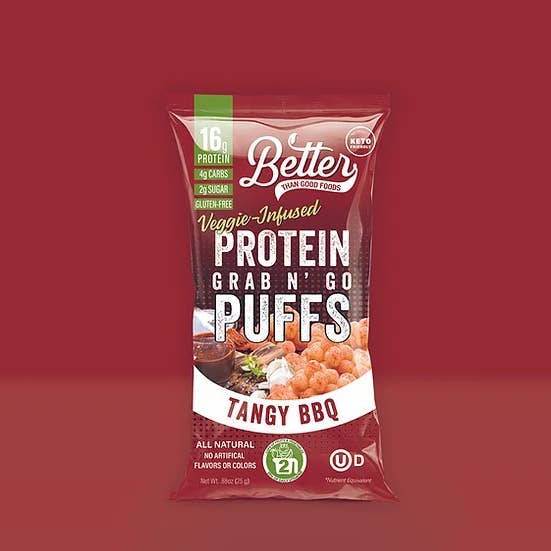 Better Than Good Foods - Wholesale Puffed Snack - BTG Keto Protein Puffs - 8pk Tangy BBQ