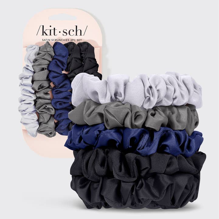 KITSCH - Wholesale Scrunchie - Women's - Satin Petite Scrunchies 5pc Set- Midnight