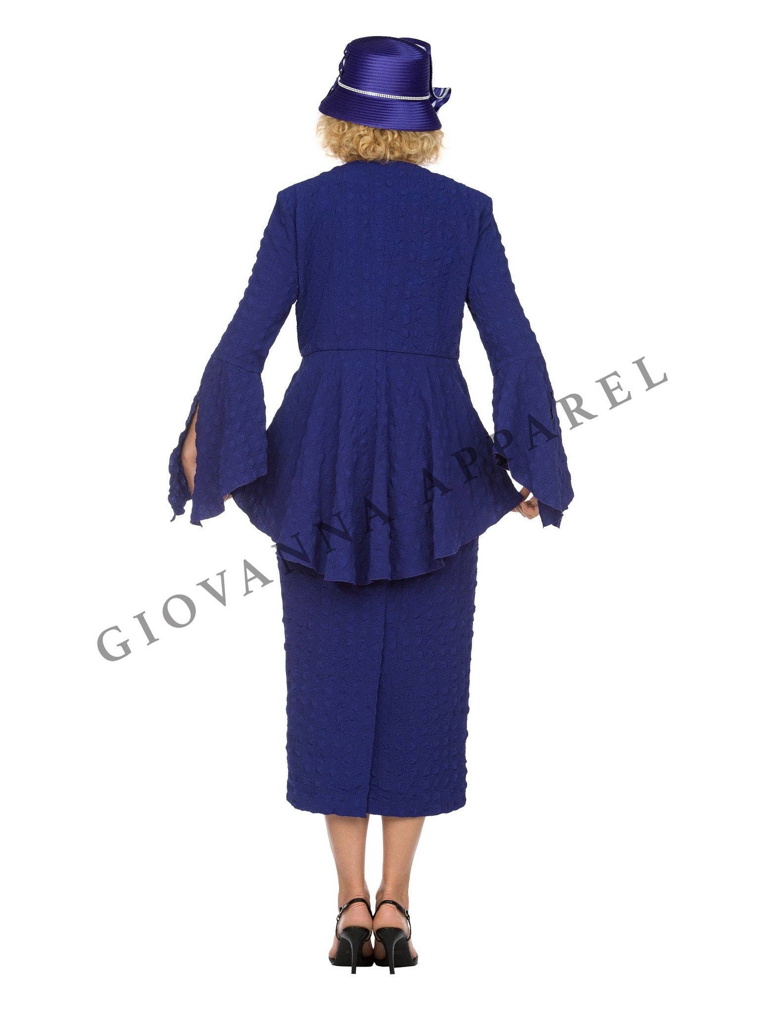 Giovanna - Wholesale Top & Skirt Set - Women's - 2pc Popcorn Peplum Jkt & Column Skirt Set - Plus Size1