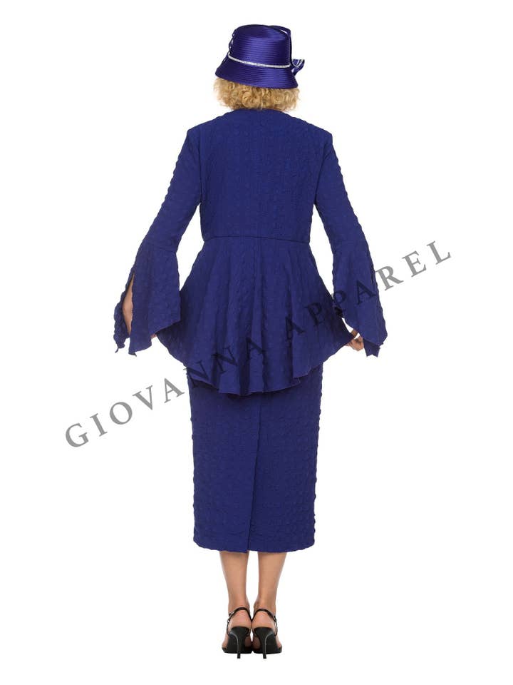 Giovanna - Wholesale Top & Skirt Set - Women's - 2pc Popcorn Peplum Jkt & Column Skirt Set - Plus Size1