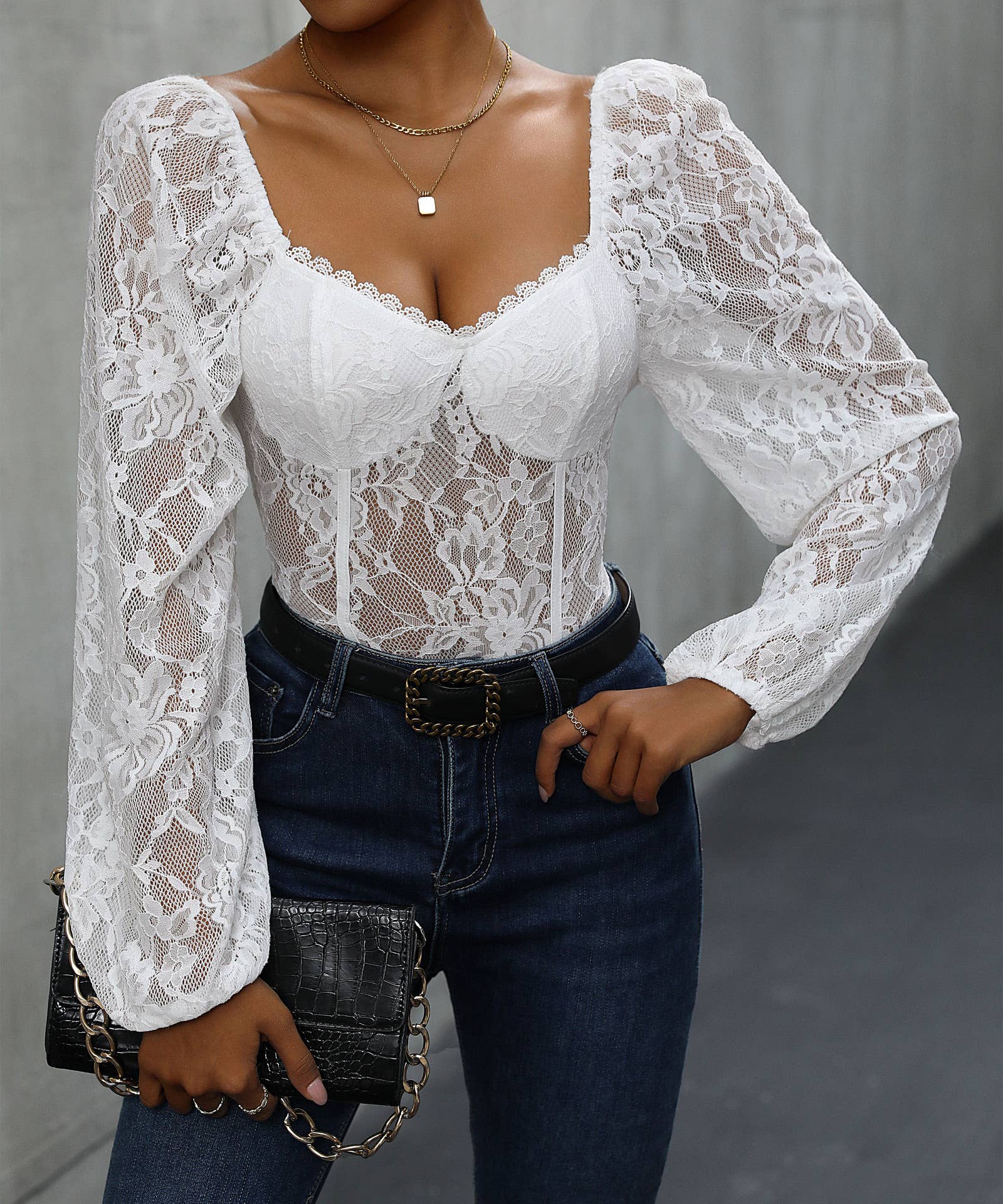 YNIQUE – Engroshandel Bodysuit undertøj - Dame – Dame Langærmet Bodystocking Blonde Toppe8