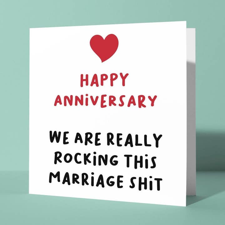 Balanceando esta mierda de matrimonio - Tarjeta de aniversario para venta al por mayor de Peacock Printing