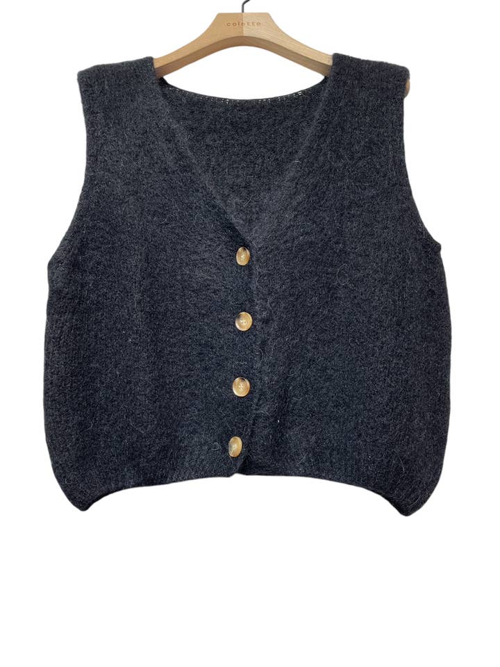 LINEN & COTTON HOUSE - Wholesale Sweater Vest - Women's - Sleeveless sweater with buttons 507111