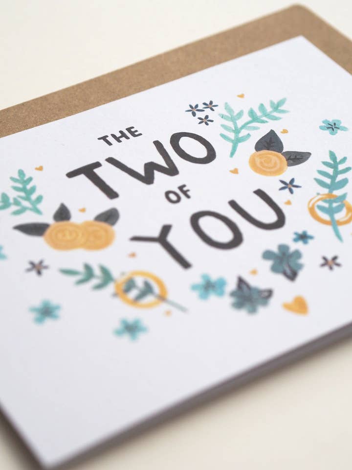 The Two Of You - Rings & Florals - Wedding Card for wholesale by Jade Fisher