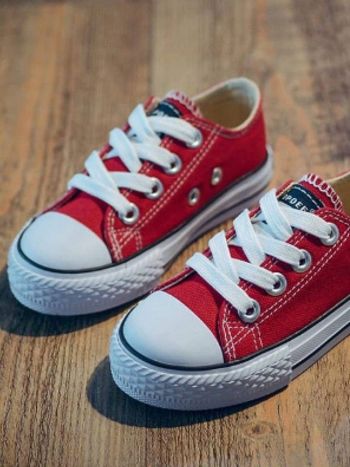Keep It Casual Red Canvas Sneakers By Liv and Mia for wholesale by Mia Belle Girls • Wholesale