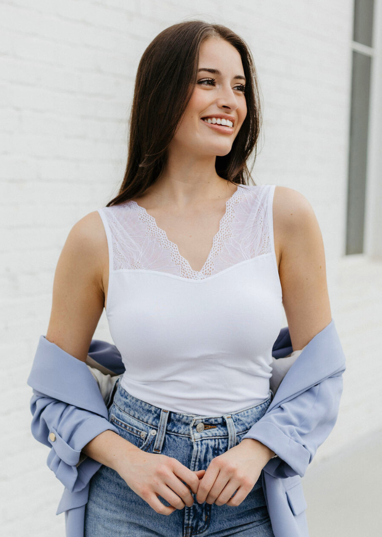 ELIETIAN - Vente Haut en maille – femme - Top réversible avec insert en dentelle0