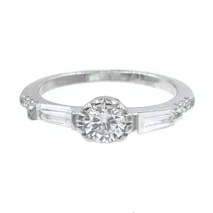 Bague solitaire de fiançailles en argent sterling 925 avec zircone cubique pour la vente par Nisso & Co. NYC Jewelry Wholesale