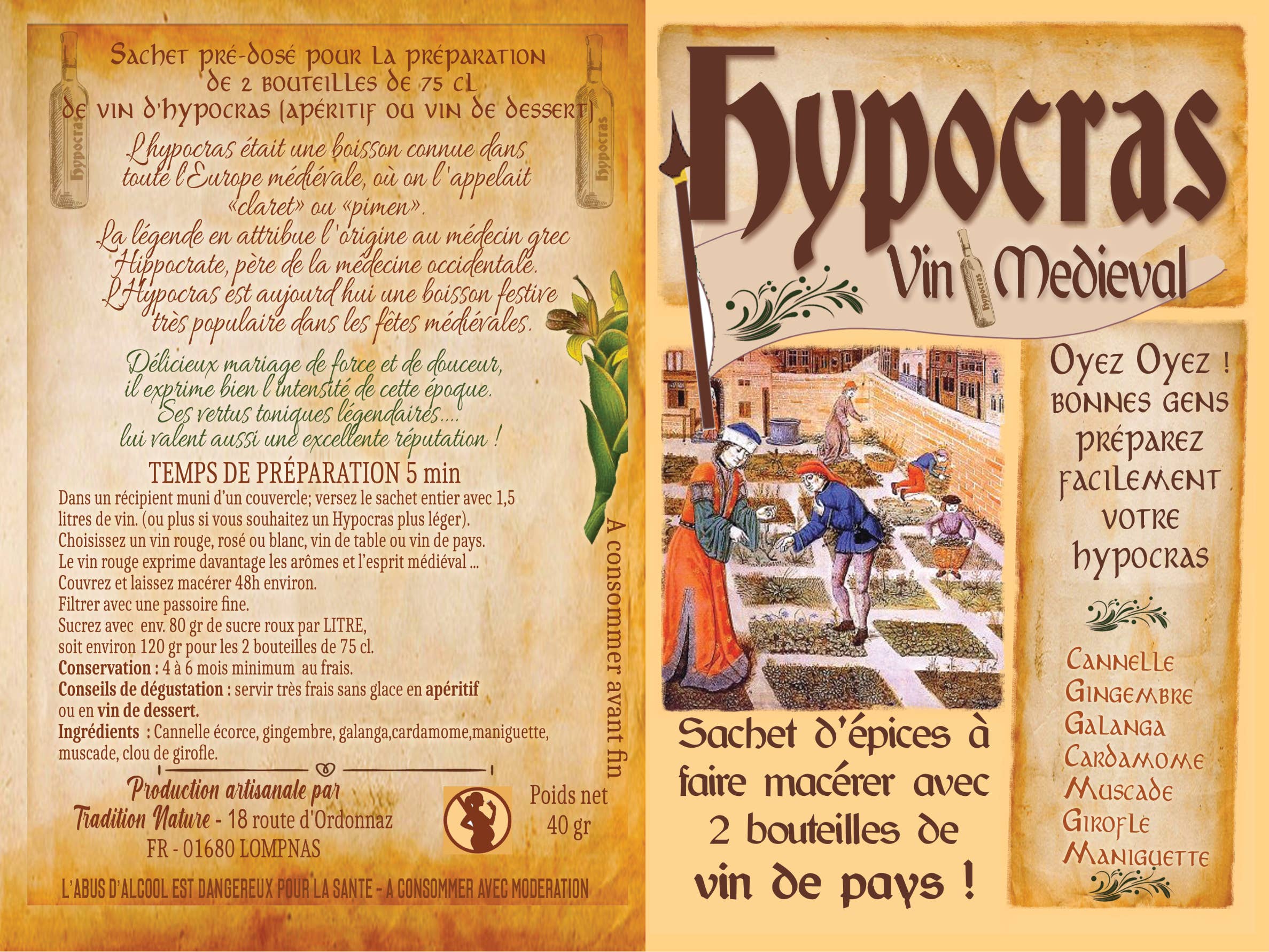 Tradition Nature – Großhandel DIY-Getränkekit – Hypocras | Gewürzmischung für mittelalterlichen Wein, 2 x 75 cl1