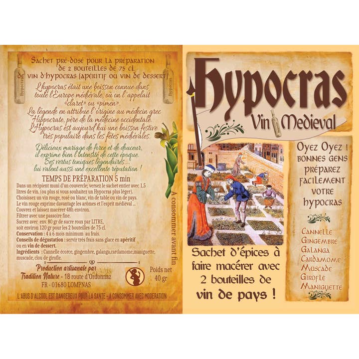 Tradition Nature – wholesale DIY drink kit – Hypocras | Spice mix for medieval wine for 2x75 cl1