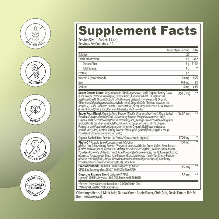 Rookie Wellness - Wholesale Protein/Superfood Powder - Crisp Apple Greens Superfood Powder Mix: Gut & Immune Health4