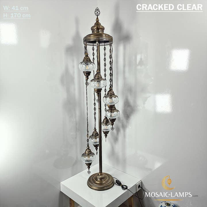 Mosaic Lamps – Engroshandel Gulvlampe – 7 Cracked Clear Globe tyrkiske gulvlamper, Stue Bedsi1