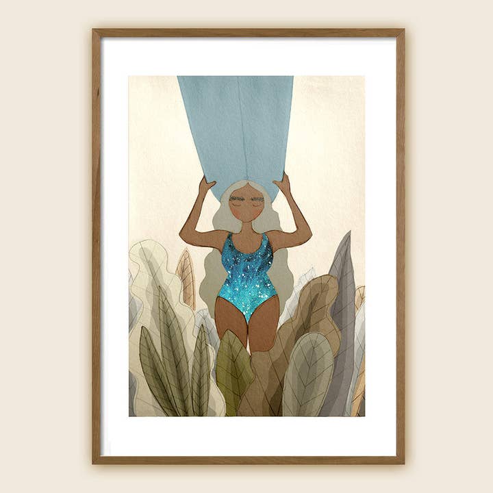 Stampa artistica Surfer Girl: «Waiting For Waves» per la vendita all'ingrosso da parte di Maia Walczak
