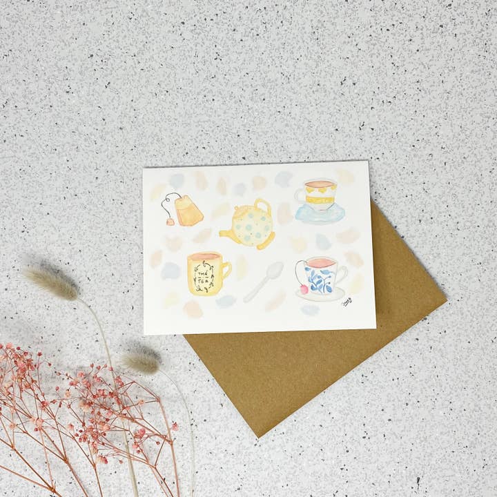 Papel de linho branco Cartão de felicitações da hora do chá de Alice por atacado de Survival kit de survie