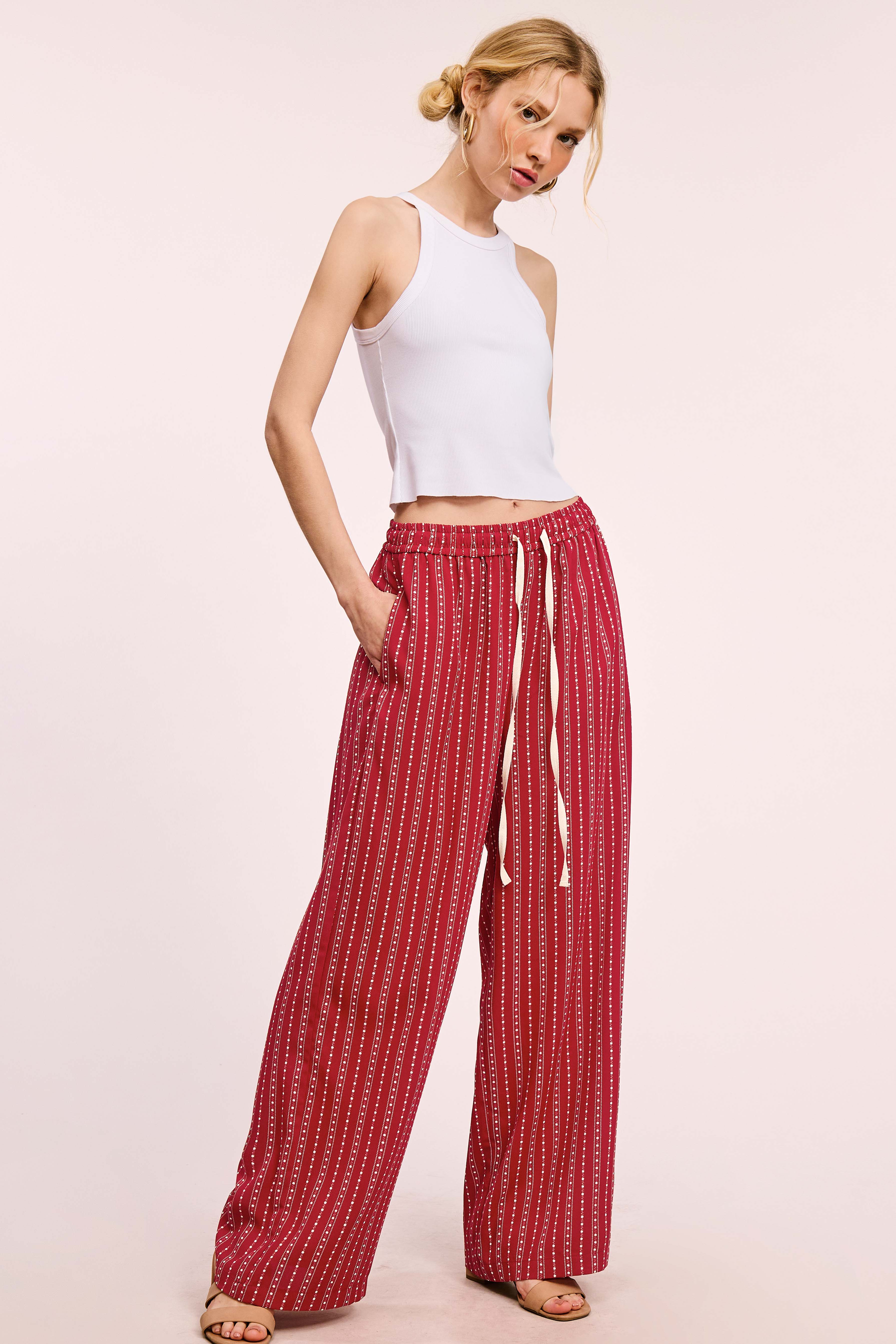 La Miel – Calças - Mulher por atacado – JDP4228-Calças de Design Padronizado de Corte Descontraído Com Bolsos8