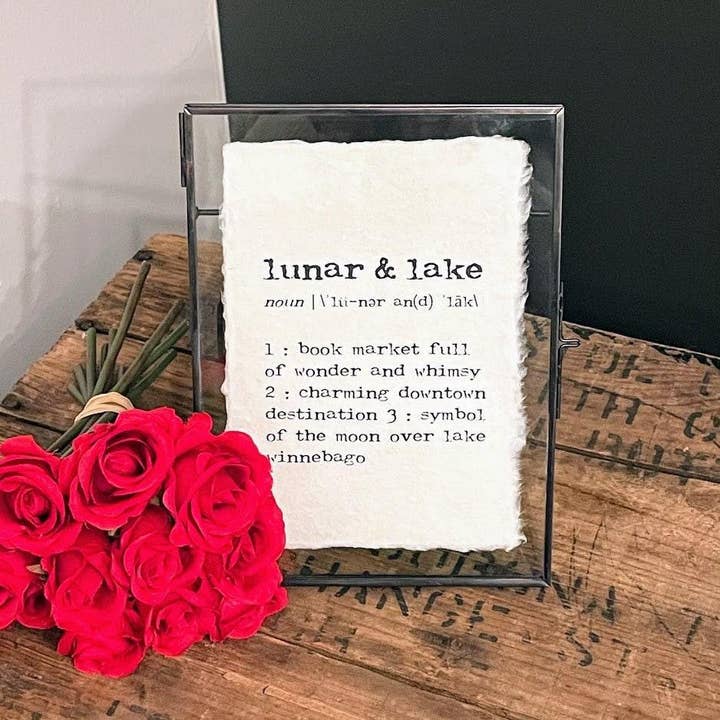 Définition personnalisée du nom de l'entreprise imprimée sur du papier fait main pour la vente par Alison Rose Vintage