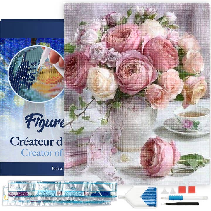 Diamond Painting - Bouquet of Roses 40x50cm Framed canvas for wholesale by Figured'Art (UK)