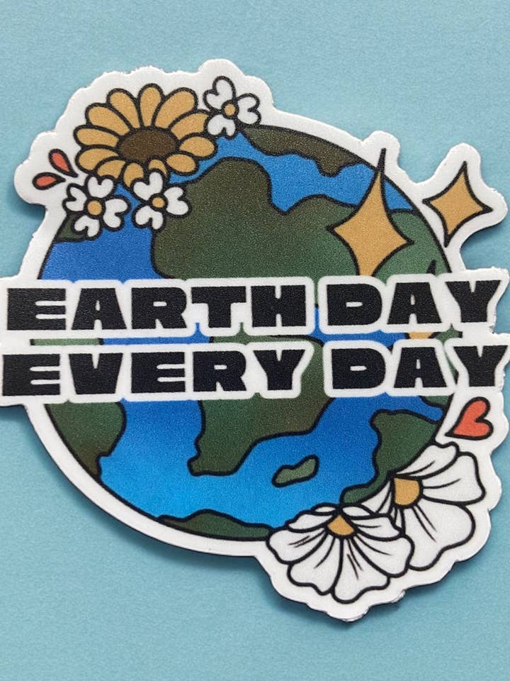 Pegatina DÍA DE LA TIERRA TODOS LOS DÍAS para Entusiastas de la Tierra y la Naturaleza para venta al por mayor de Honey Bones Co. | Botanical-Based Home + Body Care
