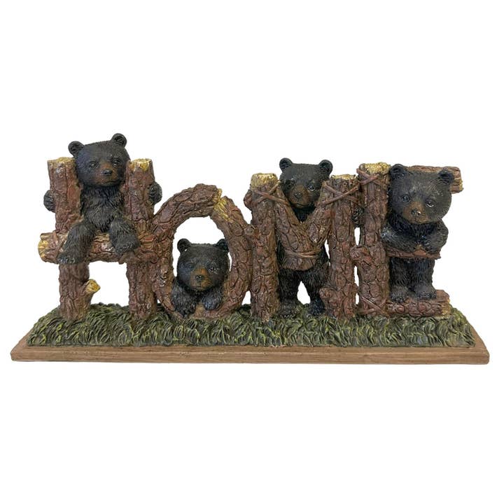 Woodland Forest Animal Tree Trunk Home Sign Statue Figurine for wholesale by De Leon Collections